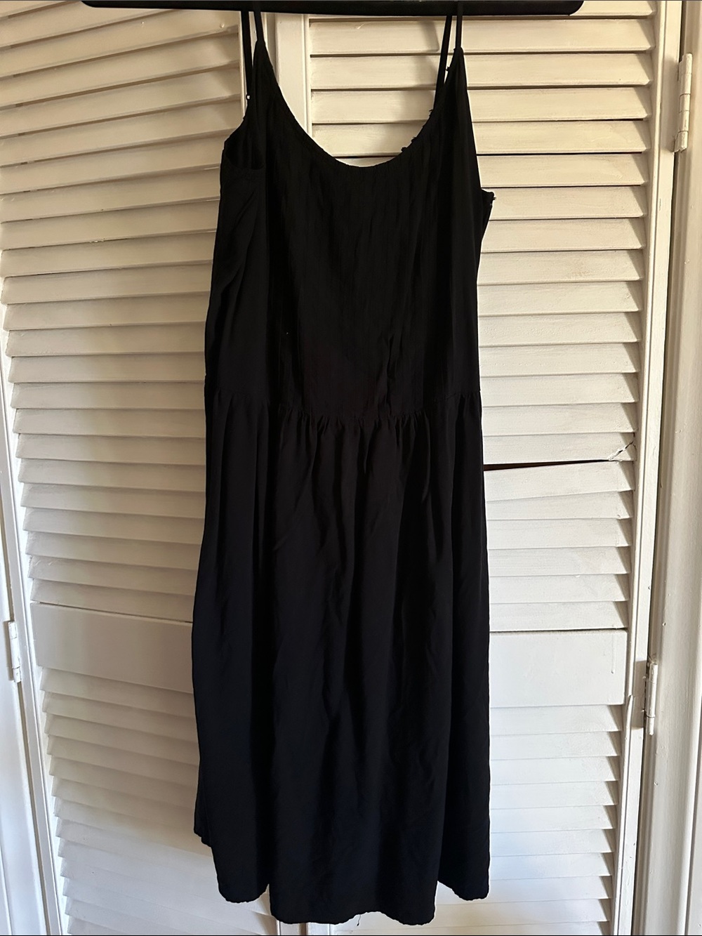 Black Slip Midi Dress with Spaghetti Straps
